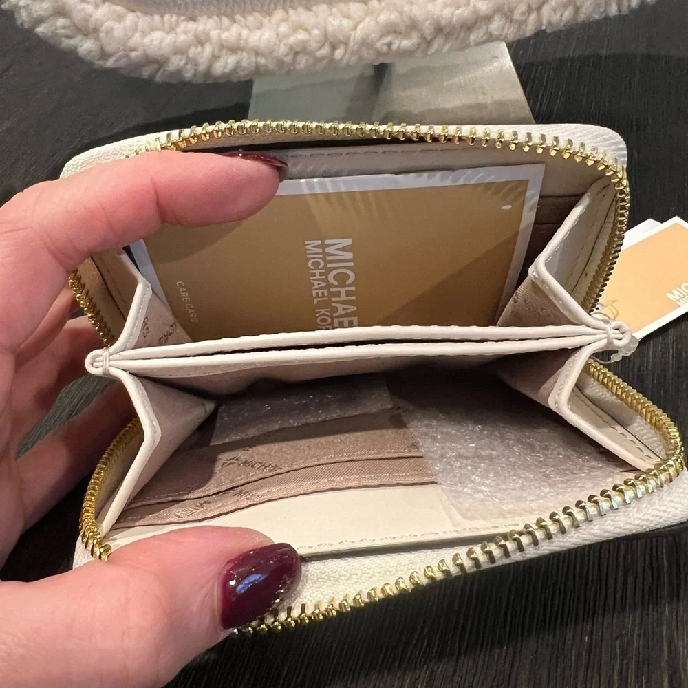 Michael Kors Leather Shearlin Pouchette Crossbody Bag & Zebra Card Case